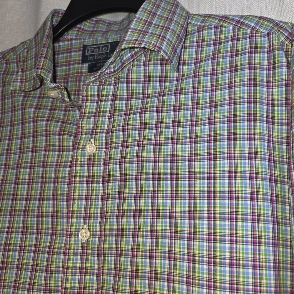 Polo Ralph Lauren Regent Custom Button Up Dress‎ Shirt Mens 17.5 XL Plaid